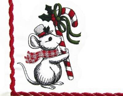 Christmas Mouse embroidered quilt label to customize with your personal message