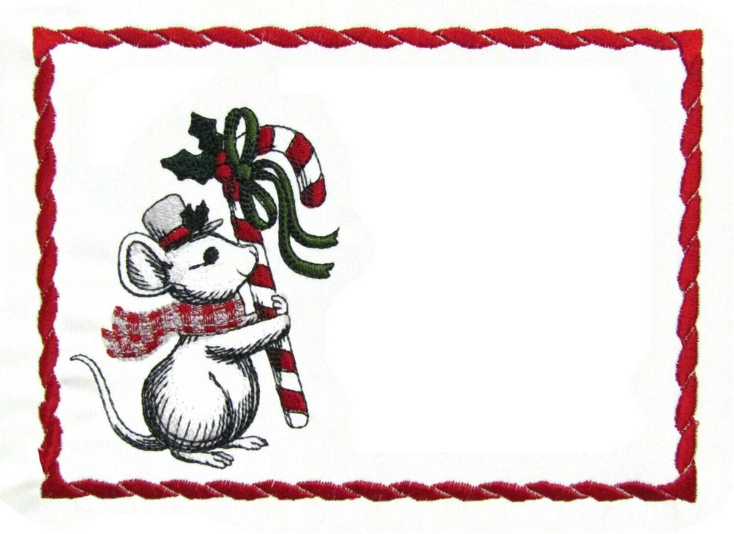 Christmas Mouse embroidered quilt label to customize with your personal message