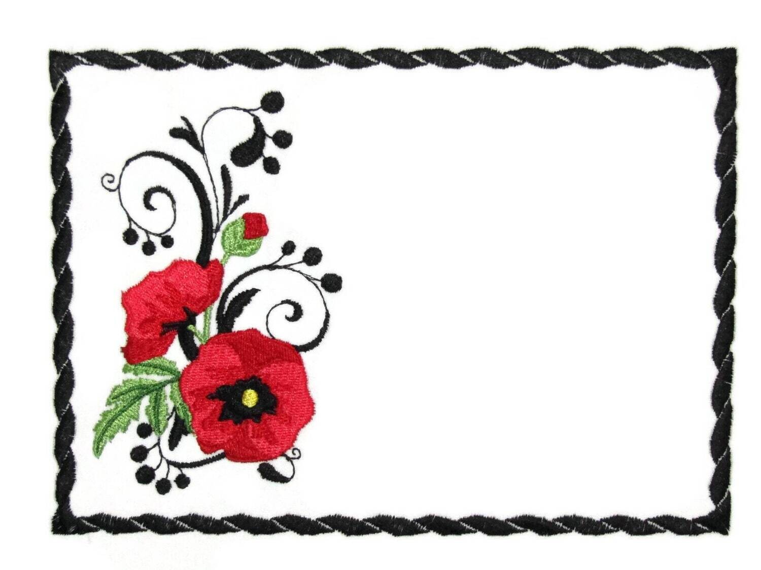 Poppy embroidered quilt label to customize with your personal message