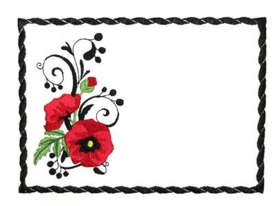 Poppy embroidered quilt label to customize with your personal message