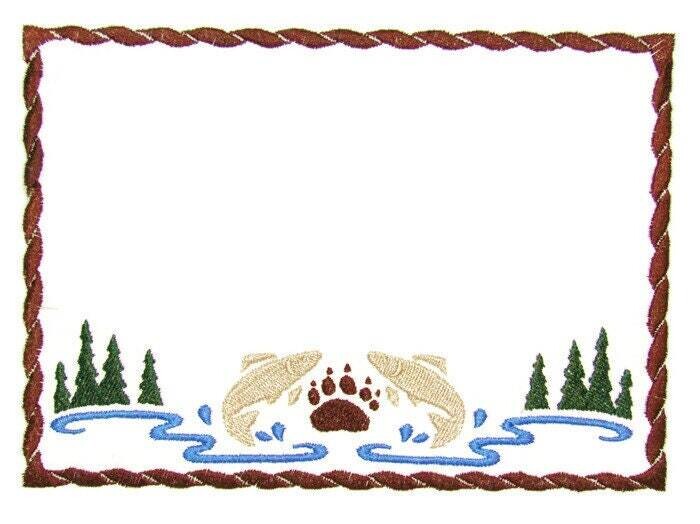 North woods embroidered quilt label to customize with your personal message