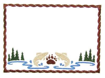 North woods embroidered quilt label to customize with your personal message