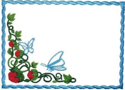 Butterfly &amp; Raspberry embroidered quilt label to customize with your personal message