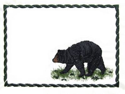 Black Bear embroidered quilt label to customize with your personal message