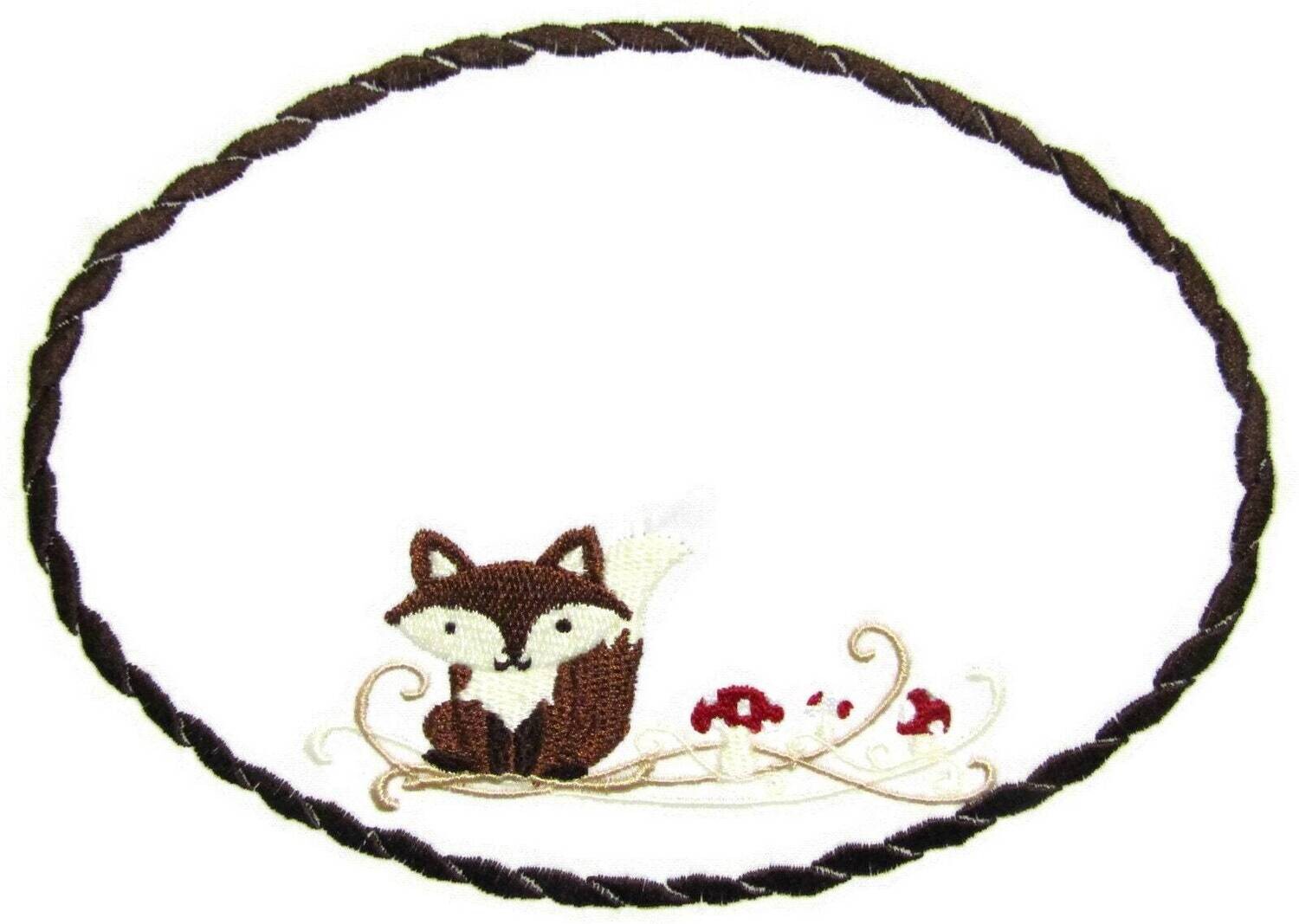 Fox embroidered quilt label to customize with your personal message