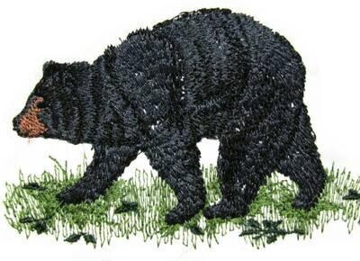 Black Bear embroidered quilt label to customize with your personal message