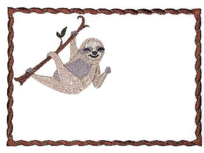 Sloth three toed embroidered quilt label to customize with your personal message