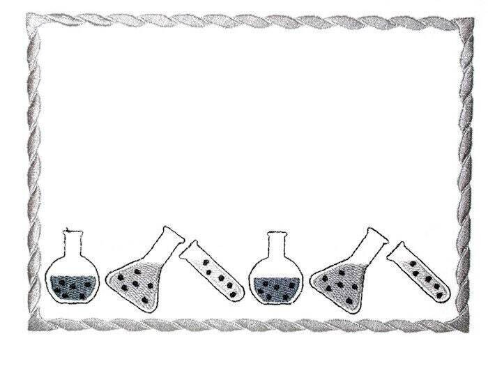 Science Test tubes and Beakers embroidered quilt label to customize with your personal message