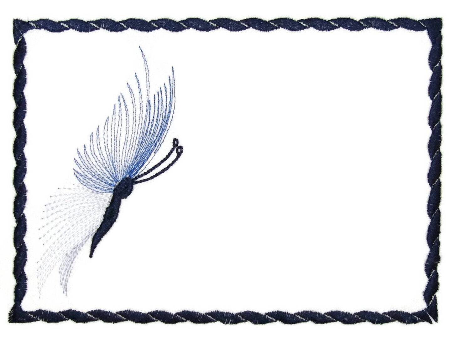 Butterfly embroidered quilt label to customize with your personal message