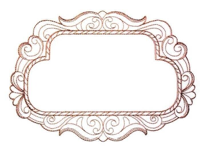 Scrolled Frame embroidered quilt label to customize with your personal message