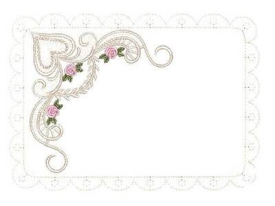 Roses and Lace embroidered quilt label for blocks or tops, to customize with your personal message