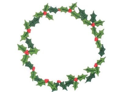 Holly &amp; berries embroidered quilt label to customize with your personal message