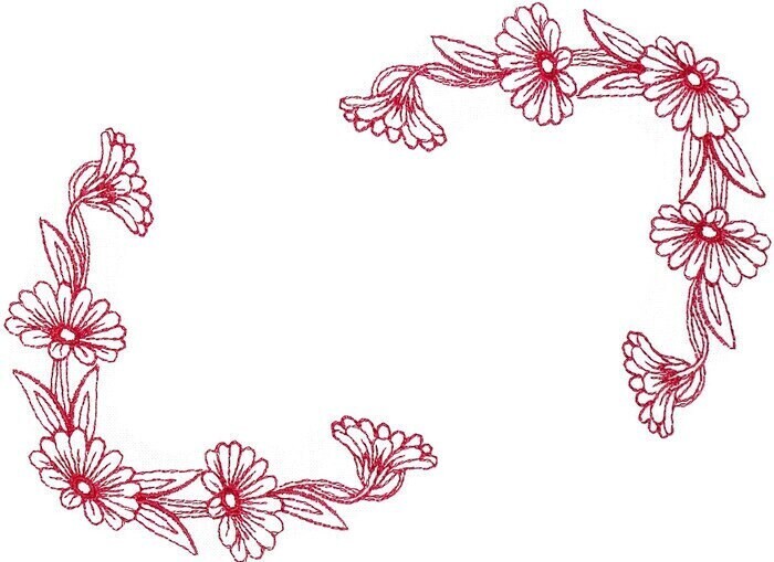 Redwork floral embroidered quilt label to customize with your personal message