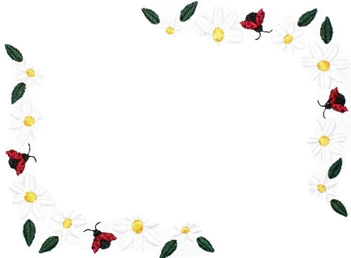Daisies and Ladybugs embroidered quilt label to customize with your personal message