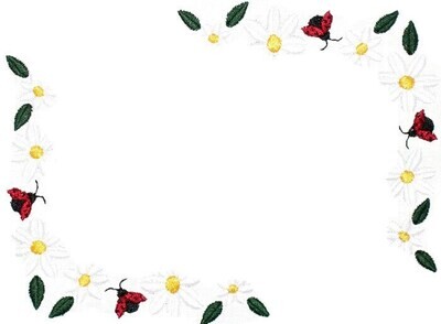 Daisies and Ladybugs embroidered quilt label to customize with your personal message