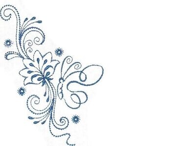 Bluework butterfly embroidered quilt label to customize with your personal message
