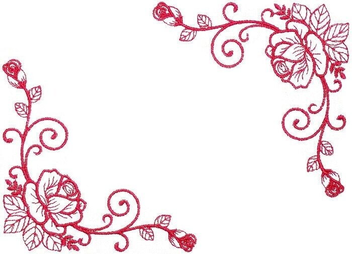 Redwork roses embroidered quilt label to customize with your personal message