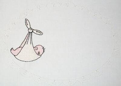 Stork&#39;s special baby delivery embroidered quilt label, to customize with your personal message
