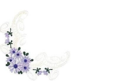Lace &amp; floral embroidered quilt label to customize with your personal message