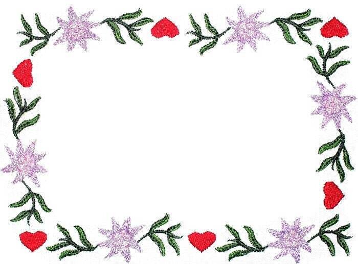 Edelweiss Hearts floral embroidered quilt label, to customize with your personal message