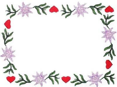 Edelweiss Hearts floral embroidered quilt label, to customize with your personal message