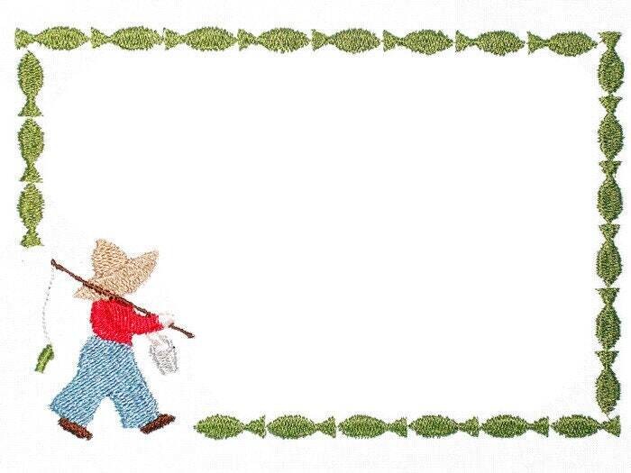 Fisherman Fred embroidered quilt label to customize with your personal message