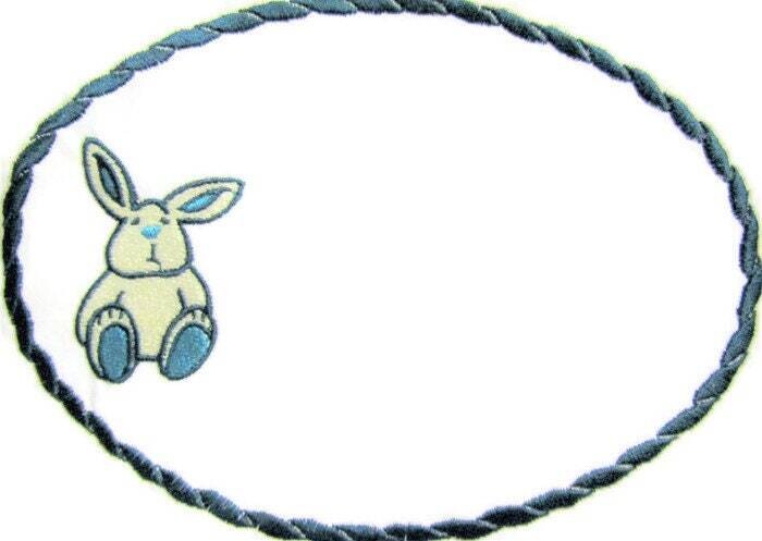 Bunny toy embroidered quilt label to customize with your personal message