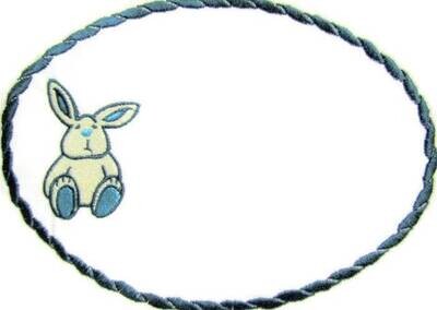 Bunny toy embroidered quilt label to customize with your personal message