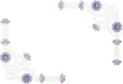 Purple floral scrollwork quilt label to customize with your personal message