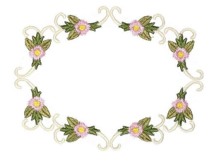 Floral scrolled embroidered quilt label to customize with your personal message