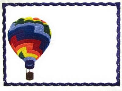 Hot Air Balloon embroidered quilt label to customize with your personal message