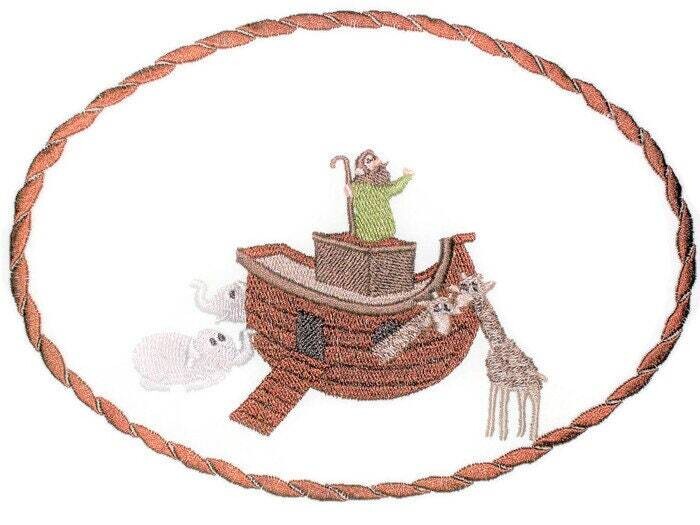 Noah&#39;s Ark embroidered quilt label to customize with your personal message