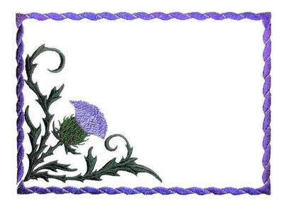 Thistle embroidered quilt label to customize with your personal message