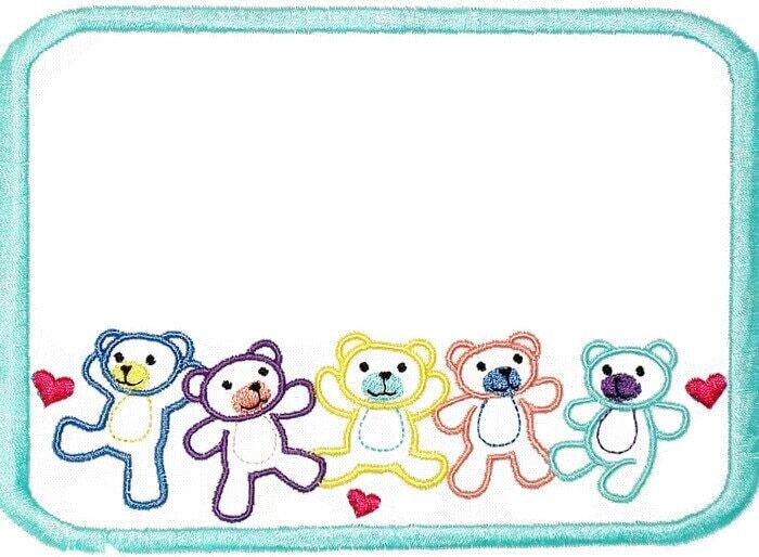 Teddy Bear Embroidered Quilt Label to customize with your personal message