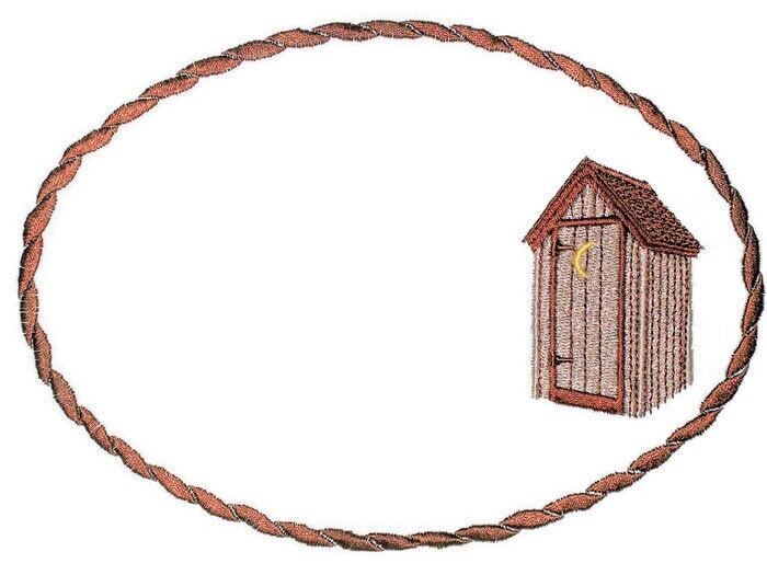 Outhouse embroidered quilt label to personalize custom message