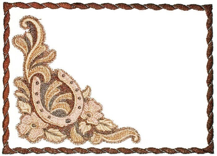 Leather work cowboy, cowgirl horseshoe quilt label to customize with your personal message