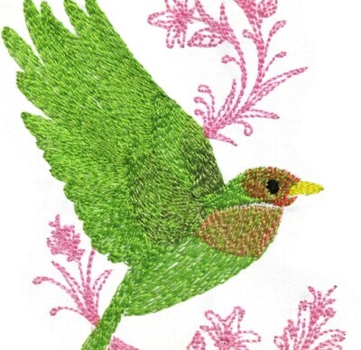 Lovebird Floral embroidered quilt label to customize with your personal message