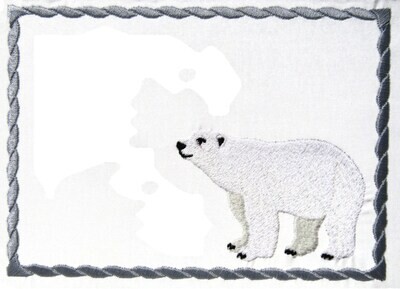 Polar Bear embroidered quilt label to customize with your personal message