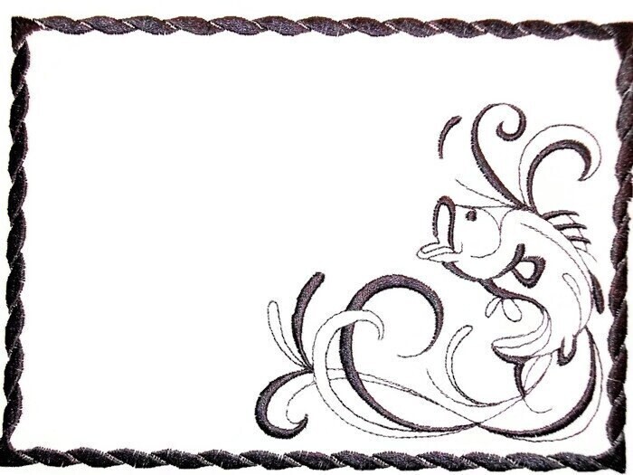 Fishing embroidered quilt label to customize with your personal message