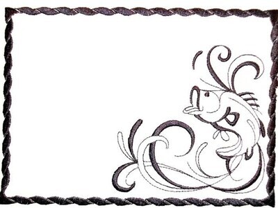 Fishing embroidered quilt label to customize with your personal message