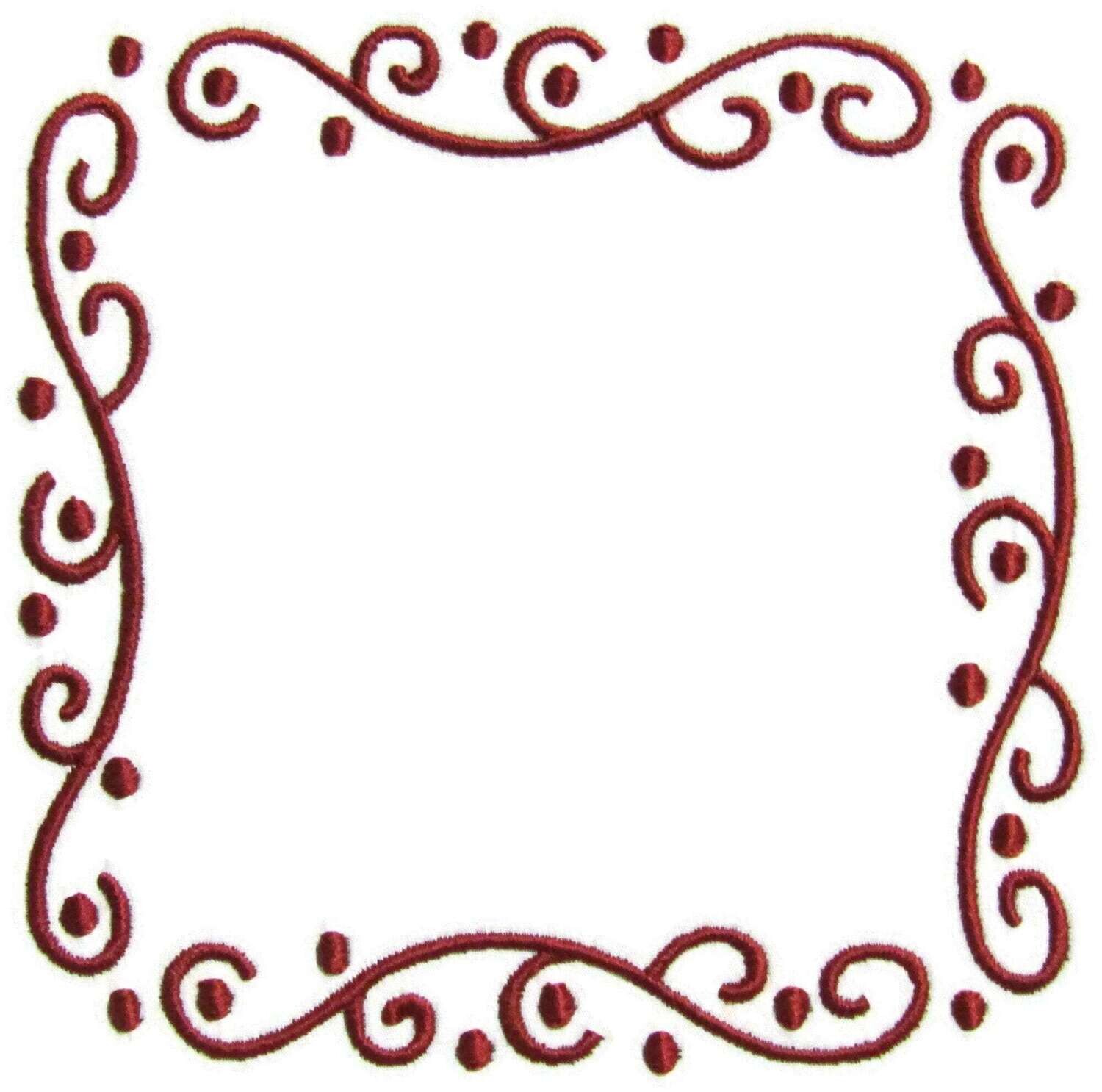 Scrollwork Square Embroidered Quilt Label to customize with your personal message
