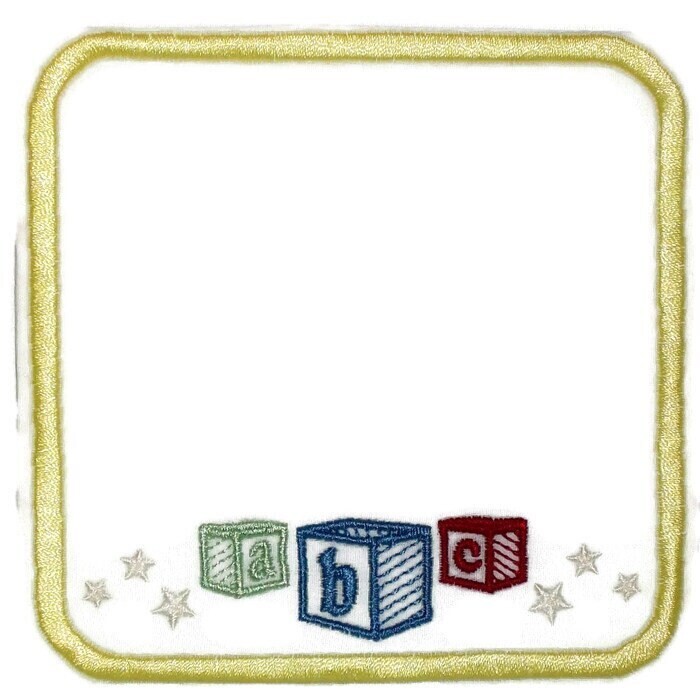 ABC&#39;s Baby Blocks Embroidered Quilt Label to customize with your personal message