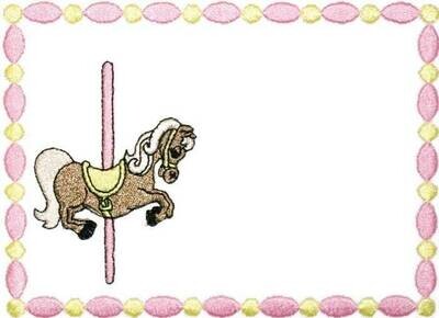 Merry go round embroidered quilt label to customize with your personal message