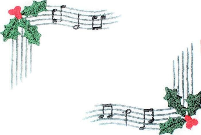 Musical Christmas holly &amp; berries embroidered quilt label to customize with your personal message