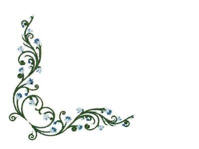 Blue bells floral embroidered quilt label to customize with your personal message