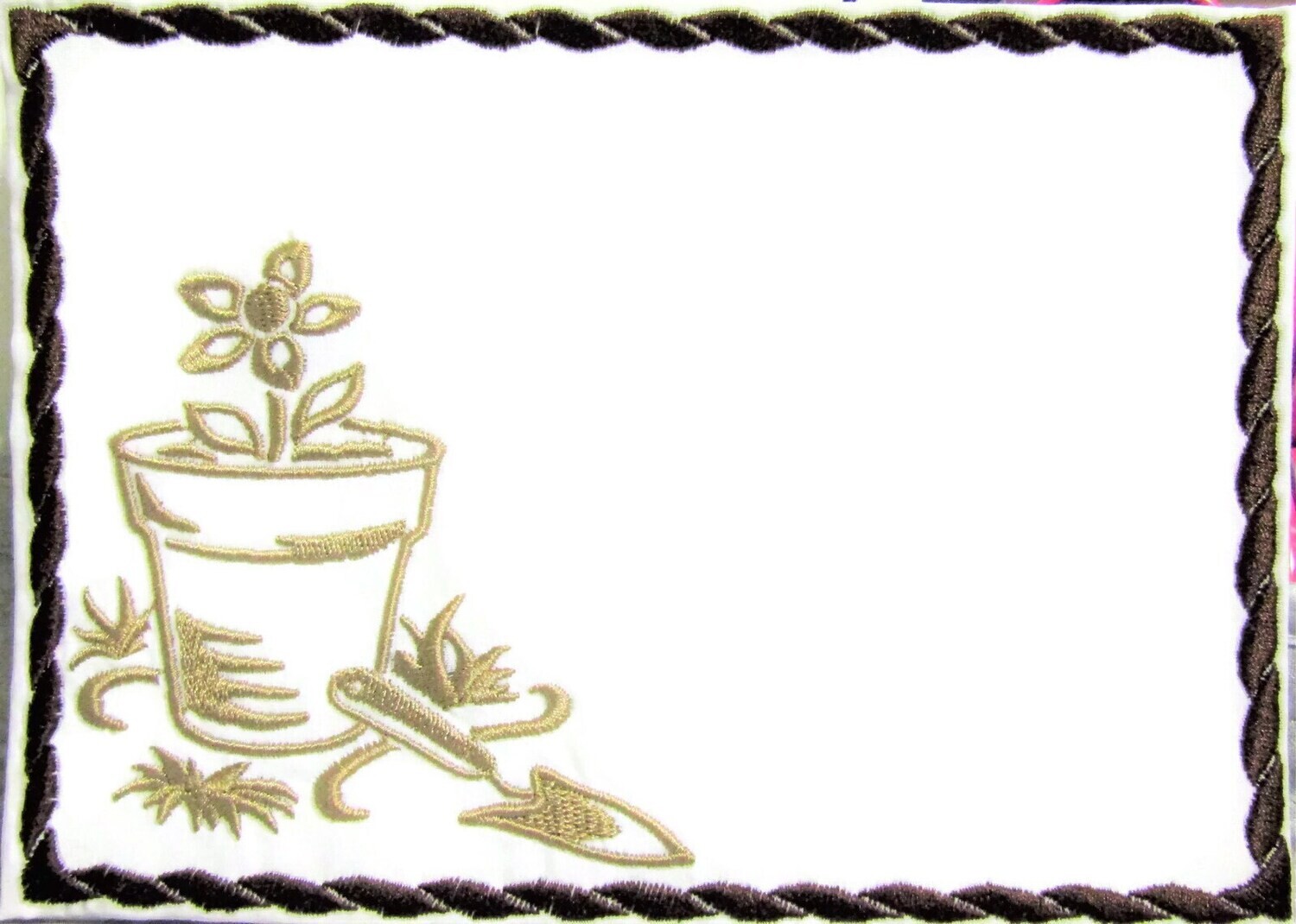 Garden Tools embroidered quilt label to customize with your personal message