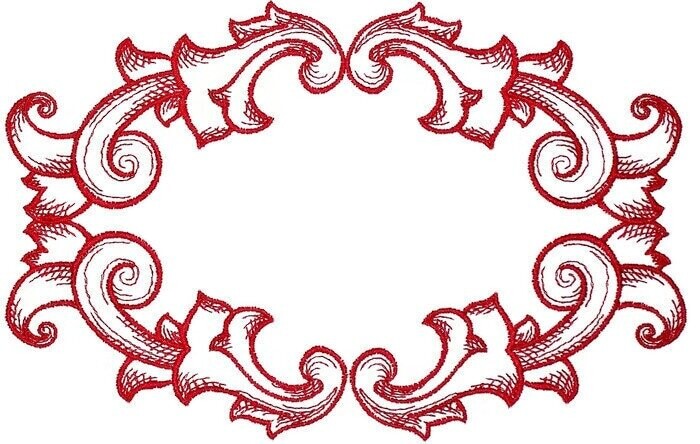 Baroque Swirls Embroidered Quilt Label to customize with your personal message