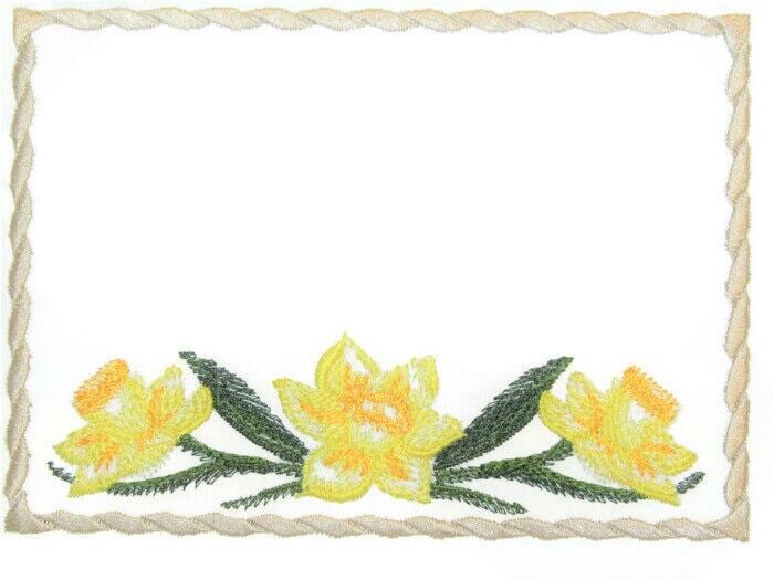 Yellow Daffodils embroidered quilt label to customize with your personal message