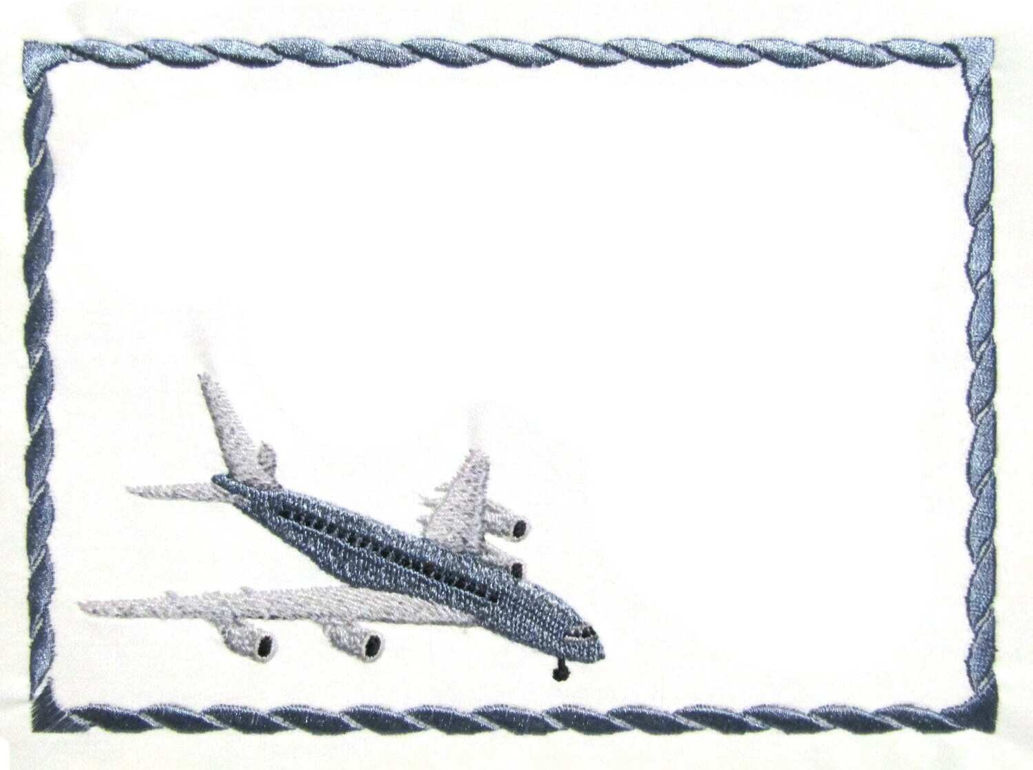 Airplane embroidered quilt label to customize with your personal message