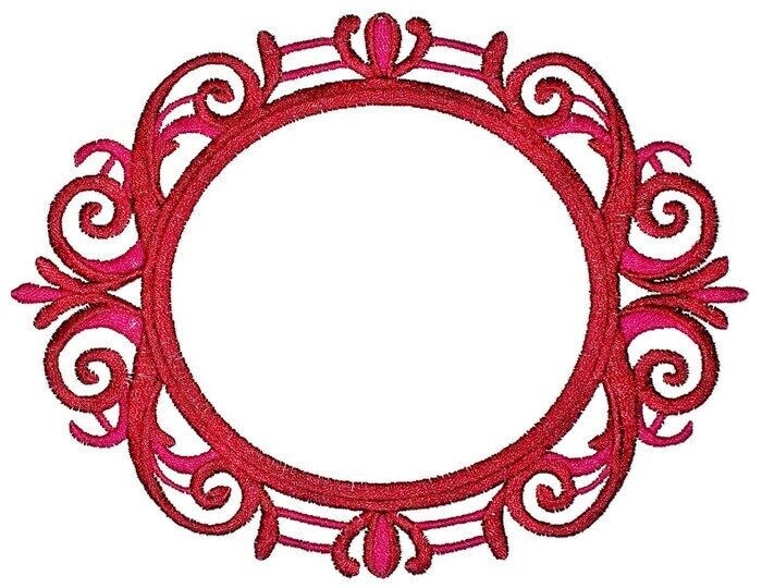 Round scrollwork framed Embroidered Quilt Label to customize with your personal message